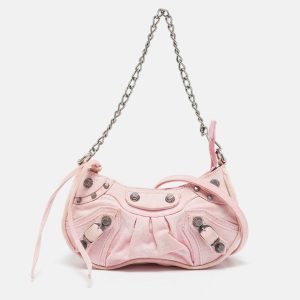 Balenciaga Light Pink BB Monogram Denim Mini Le Cagole Shoulder Bag, Handbags - Luxury Closet catalog