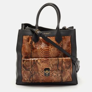 Balenciaga Black/Brown Leather and Python Padlock All Time Tote, Tote Handbags - Luxury Closet catalog