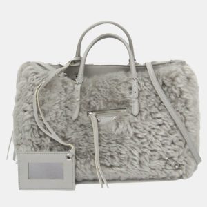 Balenciaga Gray Mouton and Leather Papier A6 Shoulder Bag, Tote Handbags - Luxury Closet catalog
