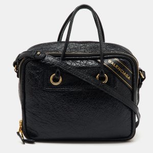 Balenciaga Black Crackle Leather Small Blanket Square Bag, Shoulder Bags - Luxury Closet catalog
