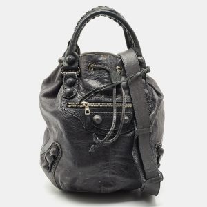 Balenciaga Grey Leather Giant Brogue Pompon Hobo, Shoulder Bags - Luxury Closet catalog