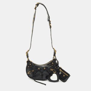 Balenciaga Black Croc Embossed Leather XS Le Cagole Shoulder Bag, Shoulder Bags - Luxury Closet catalog