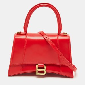 Balenciaga Red Leather Small Hourglass Top Handle Bag, Satchels - Luxury Closet catalog