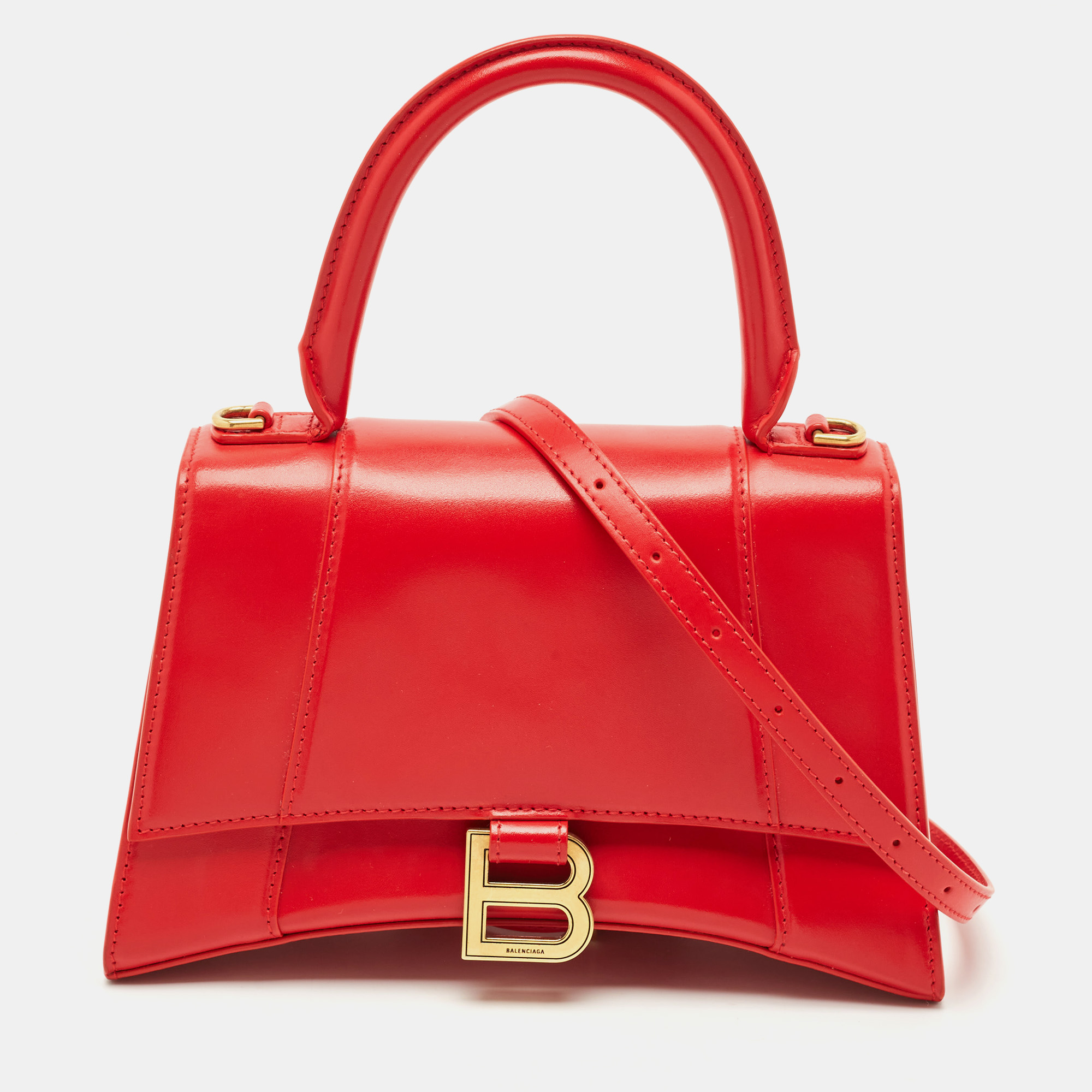 Balenciaga Red Leather Small Hourglass Top Handle Bag, Satchels - Luxury Closet catalog