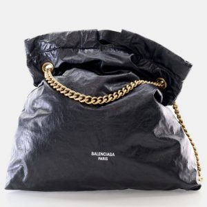 Balenciaga Crush Medium Black Calfskin Tote Bag, Tote Handbags - Luxury Closet catalog