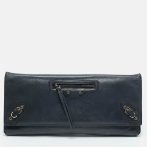 Balenciaga Navy Blue Leather Papier Long Clutch, Clutches & Special Occasion Bags - Luxury Closet catalog