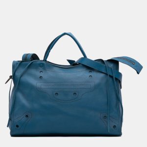 Balenciaga Blue Leather Motocross Blackout City Satchel, Satchels - Luxury Closet catalog