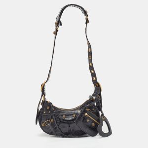 Balenciaga Black Croc Embossed Leather XS Le Cagole Shoulder Bag, Shoulder Bags - Luxury Closet catalog