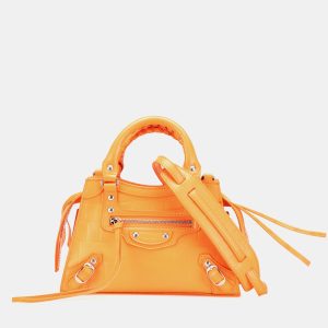 Balenciaga Orange Mini Croc Embossed Calfskin Neo Classic City, Satchels - Luxury Closet catalog