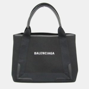 Balenciaga Navy Cabas S Black Canvas Leather Tote Bag, Tote Handbags - Luxury Closet catalog