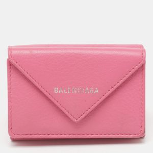 Balenciaga Pink Leather Mini Papier Flap Wallet, Wallets & Money Clips - Luxury Closet catalog
