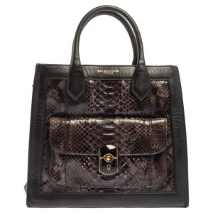 Balenciaga Black Leather and Python Padlock All Afternoon Tote, Tote Handbags - Luxury Closet catalog