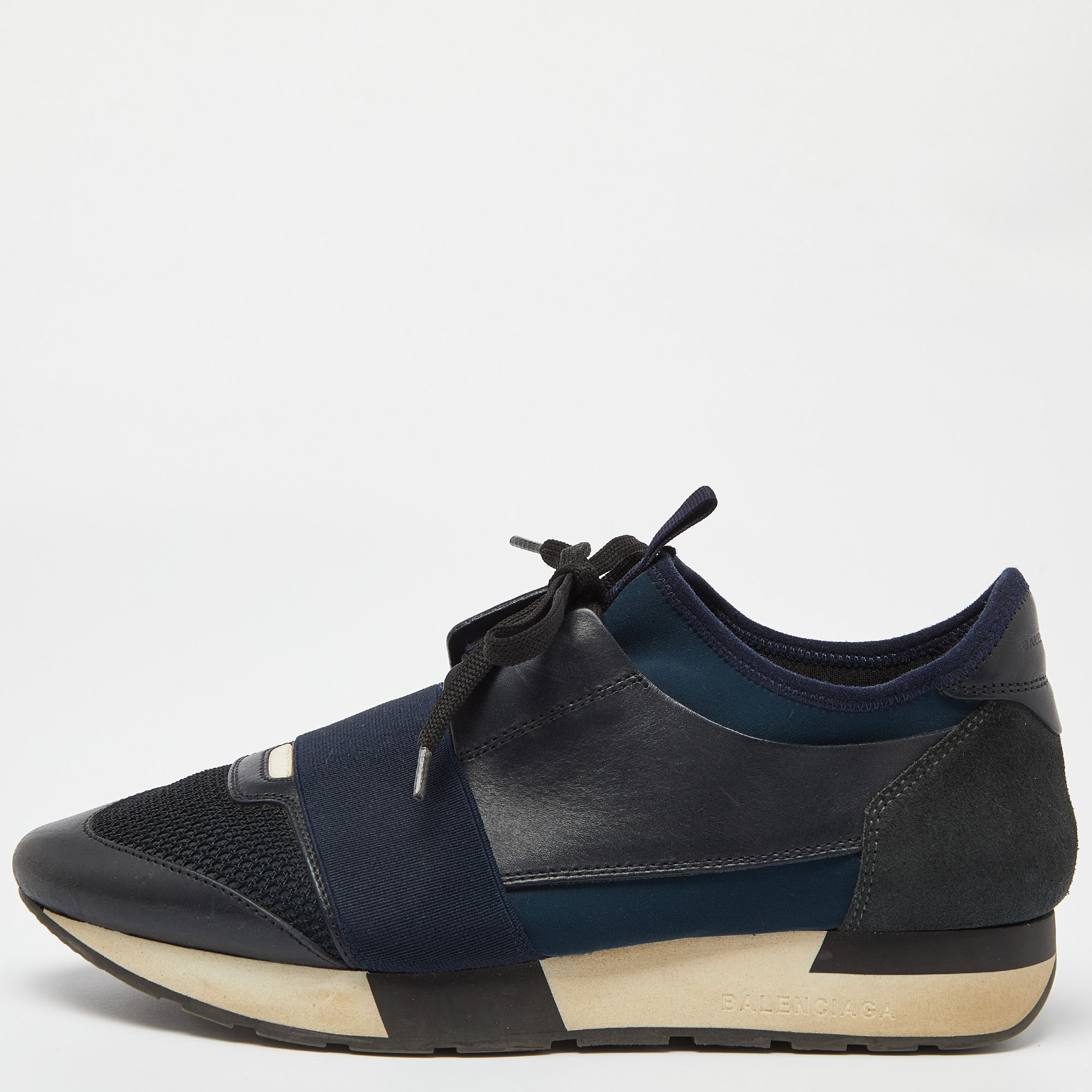 Balenciaga Blue Leather And Stretch Fabric Race Runner Low Top Sneakers Size 39, Athletic Shoes & Sneakers - Luxury Closet catalog
