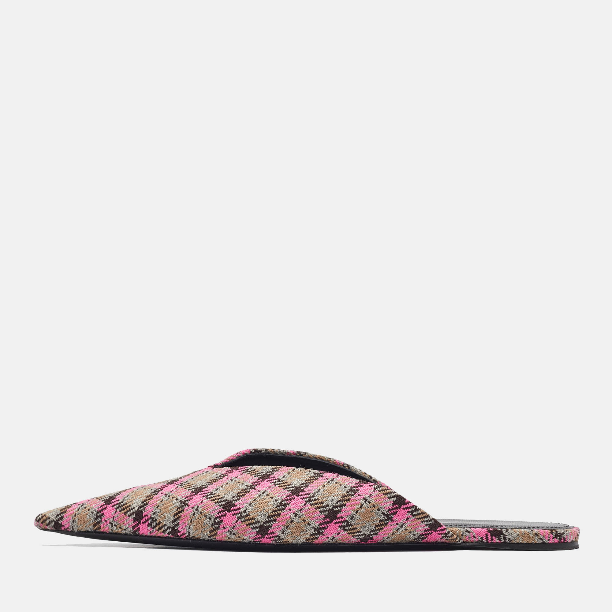 Balenciaga Pink/Brown Plaid Canvas Knife Flat Mules Size 36, Flats - Luxury Closet catalog