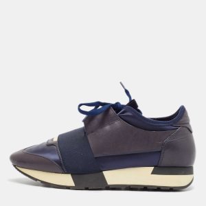 Balenciaga Navy Blue Fabric and Leather Race Runner Lace Up Sneakers Size 37, Athletic Shoes & Sneakers - Luxury Closet catalog