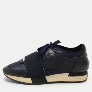 Balenciaga Navy Blue Leather and Satin Race Runner Low Top Sneakers Size 39, Athletic Shoes & Sneakers - Luxury Closet catalog