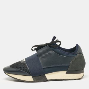 Balenciaga Navy Blue Fabric and Leather Race Runner Lace Up Sneakers Size 39, Athletic Shoes & Sneakers - Luxury Closet catalog