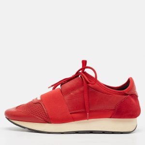 Balenciaga Red Leather and Suede Race Runner Lace Up Sneakers Size 38, Athletic Shoes & Sneakers - Luxury Closet catalog