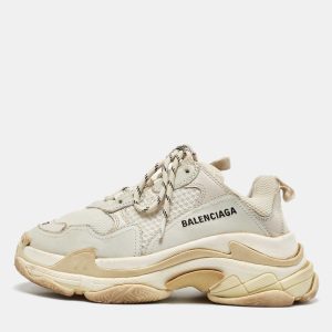Balenciaga White/Grey Faux Leather and Mesh Triple S Sneakers Size 37, Athletic Shoes & Sneakers - Luxury Closet catalog