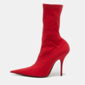 Balenciaga Red Stretch Fabric Knife Mid Calf Boots Size 39, Boots - Luxury Closet catalog