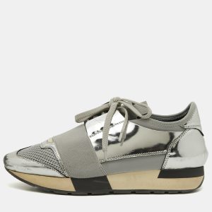Balenciaga Silver Leather and Mesh Race Runner Sneakers Size 36, Athletic Shoes & Sneakers - Luxury Closet catalog
