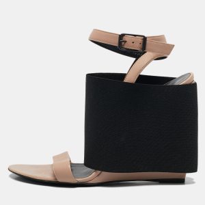 Balenciaga Beige Elastic and Leather Wedge Ankle Strap Sandals Size 39.5, Sandals - Luxury Closet catalog