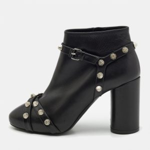 Balenciaga Black Leather Studded Zip Ankle Boots Size 37, Boots - Luxury Closet catalog