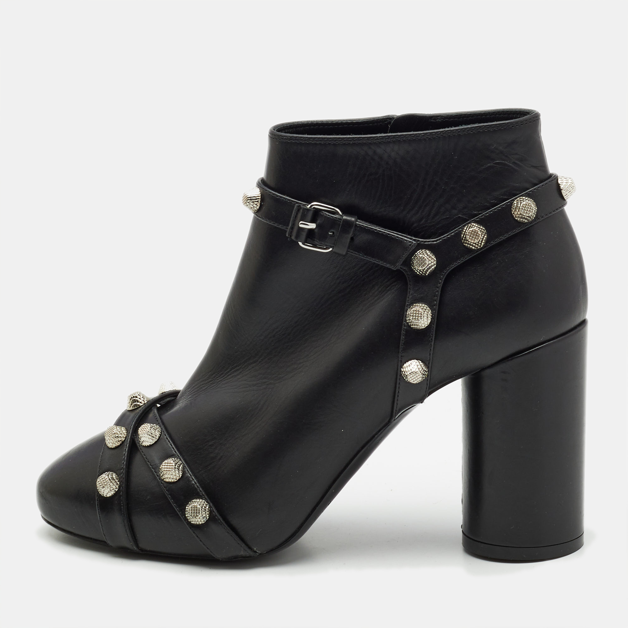 Balenciaga Black Leather Studded Zip Ankle Boots Size 37, Boots - Luxury Closet catalog