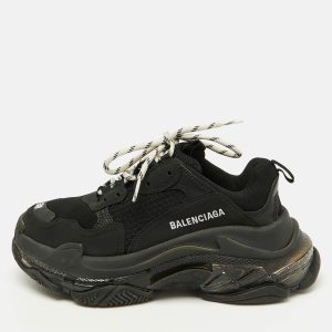 Balenciaga Black Mesh and Faux Leather Triple S Clear Sneakers Size 38, Athletic Shoes & Sneakers - Luxury Closet catalog