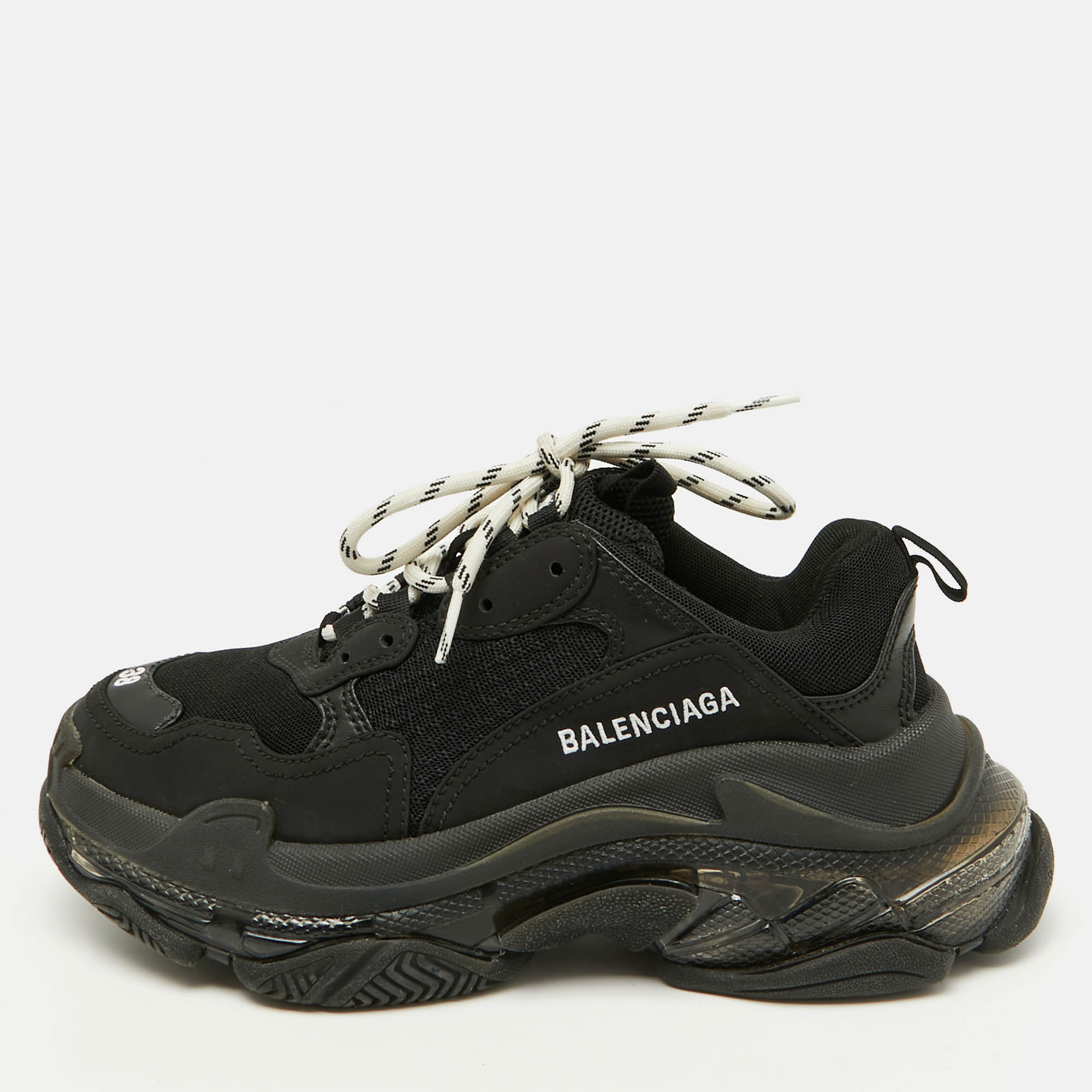Balenciaga Black Mesh and Faux Leather Triple S Clear Sneakers Size 38, Athletic Shoes & Sneakers - Luxury Closet catalog