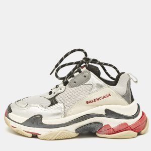 Balenciaga Silver/Black Faux Leather and Mesh Triple S Sneakers Size 38, Athletic Shoes & Sneakers - Luxury Closet catalog