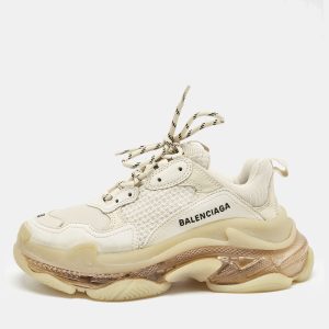 Balenciaga White/Grey Faux Leather and Mesh Triple S Low Top Sneakers Size 38, Athletic Shoes & Sneakers - Luxury Closet catalog