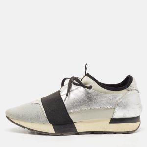 Balenciaga Silver Leather and Fabric Race Runner Low Top Sneakers Size 40, Athletic Shoes & Sneakers - Luxury Closet catalog