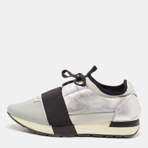 Balenciaga Silver Leather and Knit Fabric Race Runner Low Top Sneakers Size 39, Athletic Shoes & Sneakers - Luxury Closet catalog