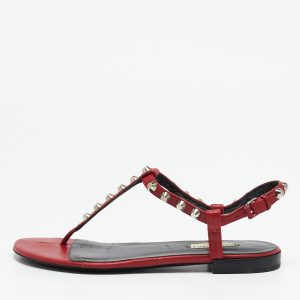 Balenciaga Red Leather Arena Thong Flat Sandals Size 38, Flats - Luxury Closet catalog