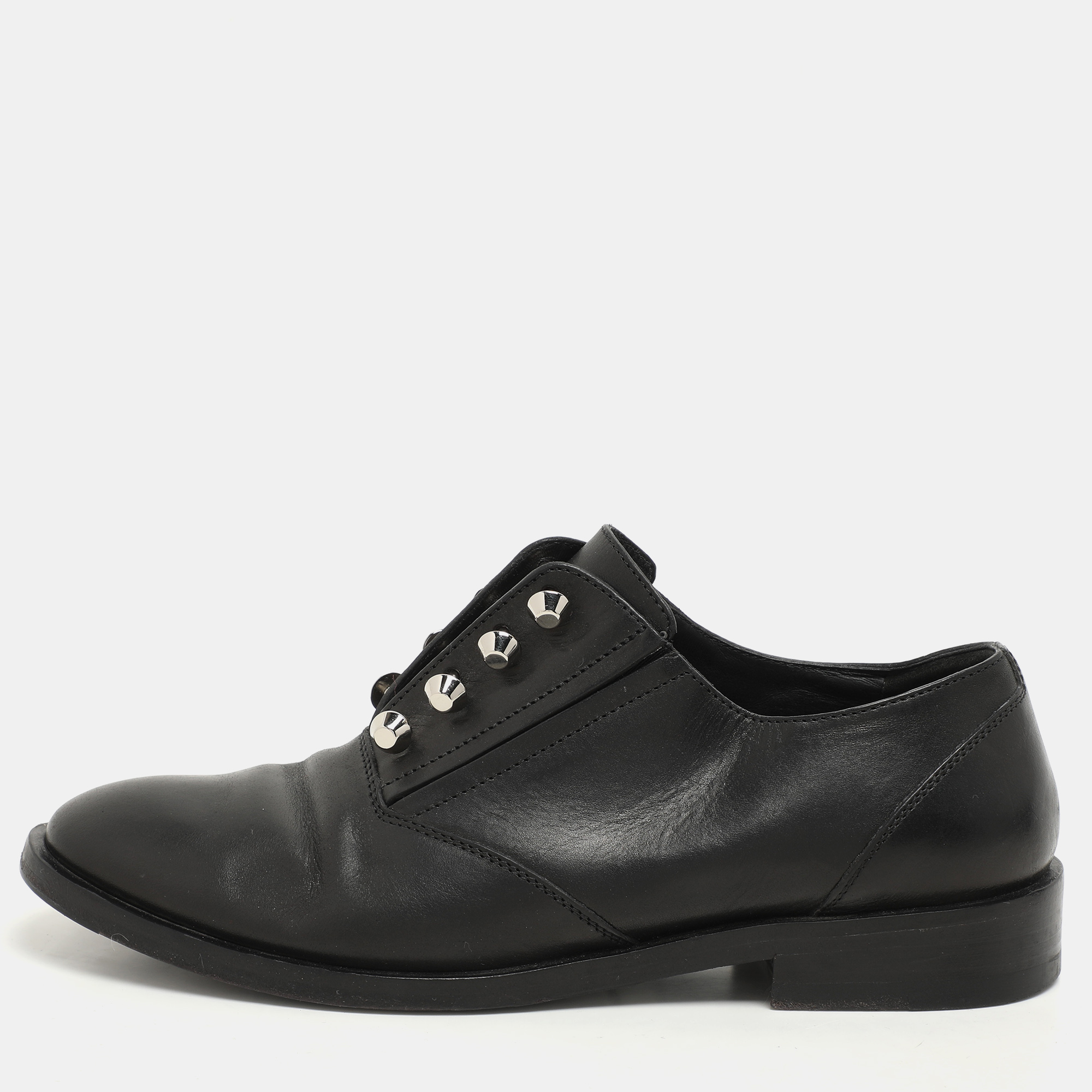 Balenciaga Black Leather Embellished Oxfords Size 37.5, Shoes - Luxury Closet catalog