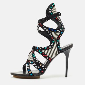 Balenciaga Multicolor Suede and Leather Cutout Ankle Wrap Sandals Size 40, Sandals - Luxury Closet catalog