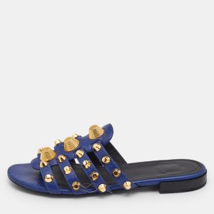 Balenciaga Blue Leather Arena Flat Slides Size 38, Flats - Luxury Closet catalog