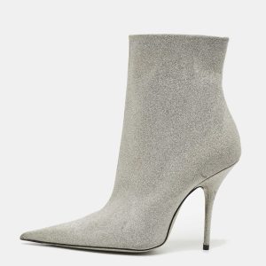 Balenciaga Silver Glitter Knife Pointed Toe Mid Calf Length Boots Size 39, Boots - Luxury Closet catalog