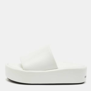 Balenciaga White Leather Rise Platform Slide Sandals Size 38, Sandals - Luxury Closet catalog