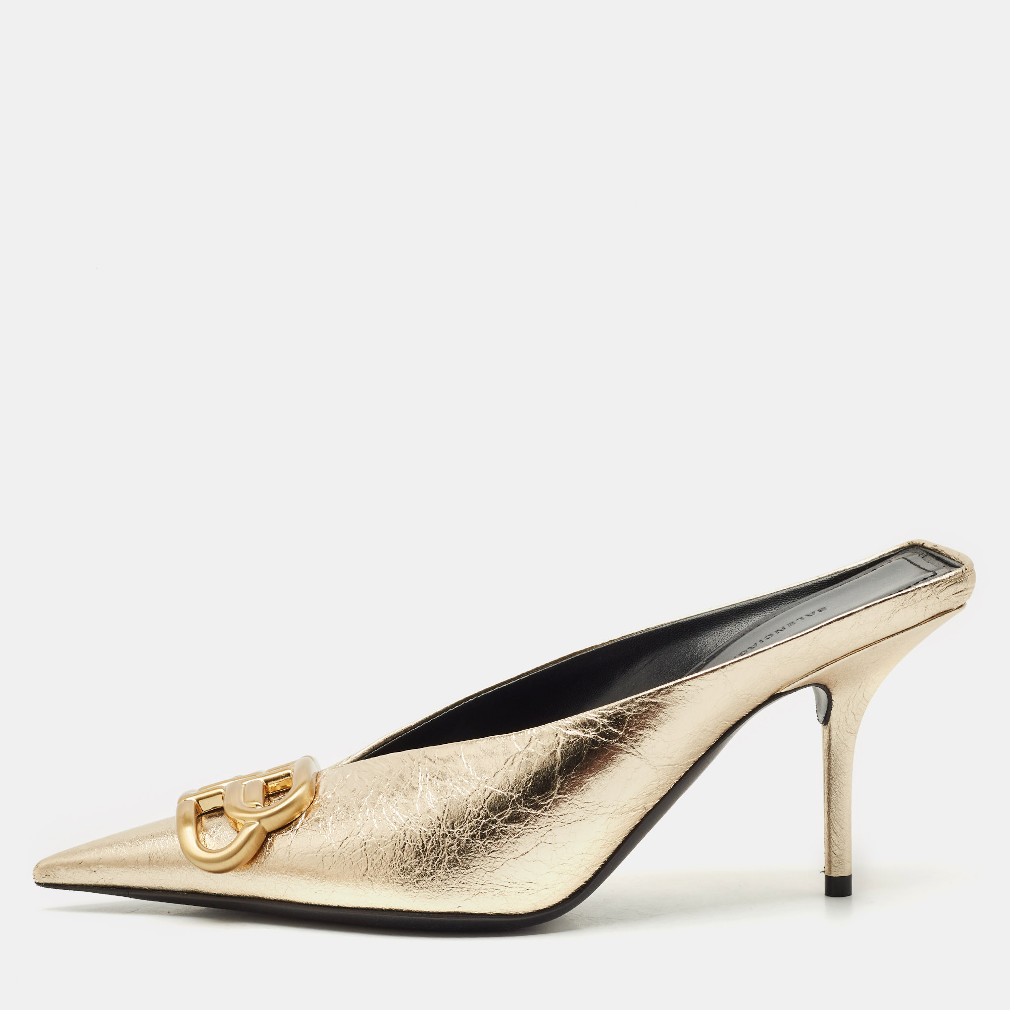 Balenciaga Gold Leather BB Knife Mules Size 35, Sandals - Luxury Closet catalog
