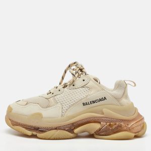 Balenciaga Cream Mesh and Faux Leather Triple S Clear Sole Sneakers Size 39, Athletic Shoes & Sneakers - Luxury Closet catalog