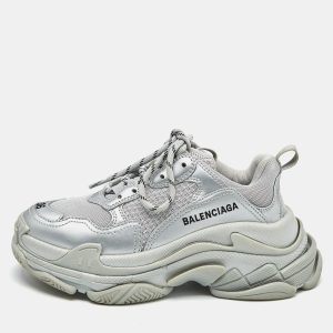 Balenciaga Silver Faux Leather and Mesh Triple S Sneakers Size 36, Athletic Shoes & Sneakers - Luxury Closet catalog