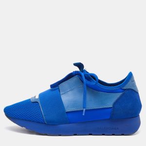 Balenciaga Blue Leather, Suede and Mesh Race Runner Low Top Sneakers Size 39, Athletic Shoes & Sneakers - Luxury Closet catalog