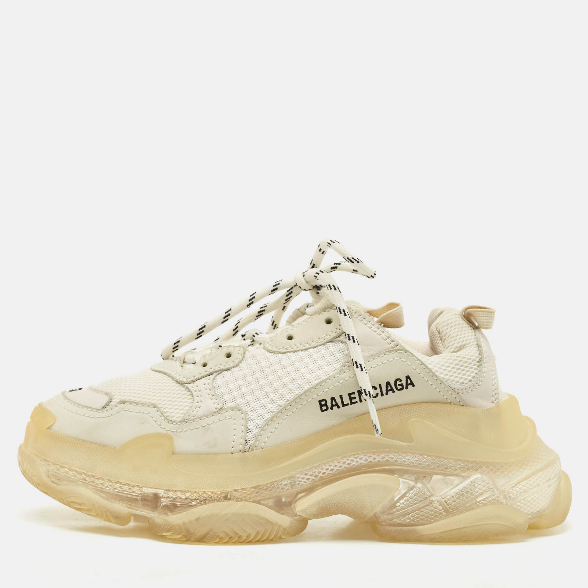 Balenciaga White Faux Leather and Mesh Triple S Clear Sole Sneakers Size 37, Athletic Shoes & Sneakers - Luxury Closet catalog
