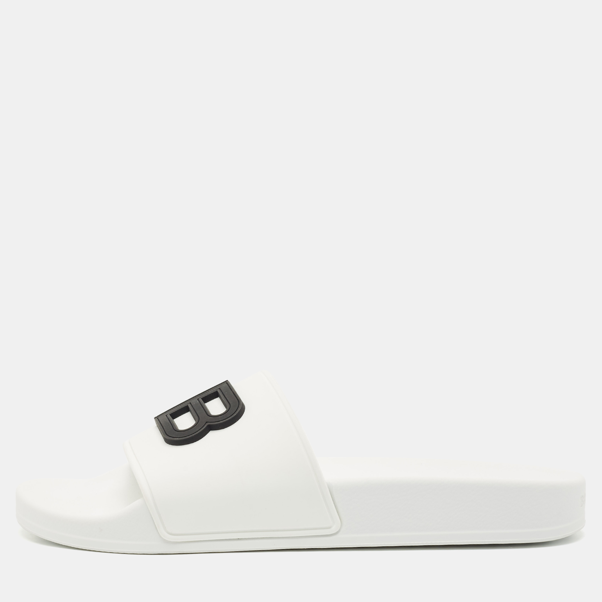 Balenciaga White Rubber BB Pool Slide Sandals Size 37, Sandals - Luxury Closet catalog