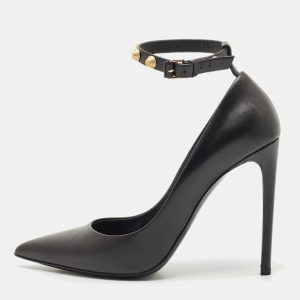 Balenciaga Black Leather Studded Ankle Strap Pumps Size 38.5, Sandals - Luxury Closet catalog