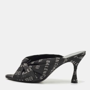Balenciaga Black Fabric Logo Drapy Mules Size 38, Sandals - Luxury Closet catalog