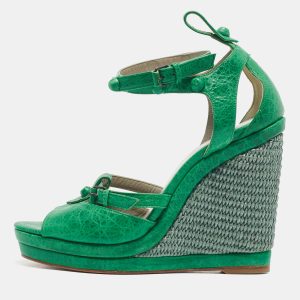 Balenciaga Green Leather Studded Wedge Sandals Size 40, Sandals - Luxury Closet catalog