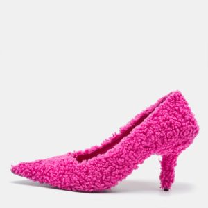 Balenciaga Pink Faux Shearling Knife Pumps Size 38.5, Pumps - Luxury Closet catalog